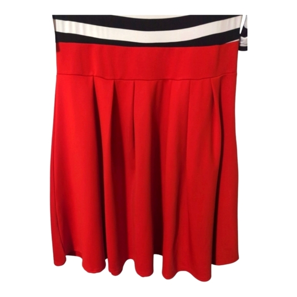 Belle Poque Women's Retro Style Dress Red Skirt B/W Bodice Stripes - Picture 5 of 8
